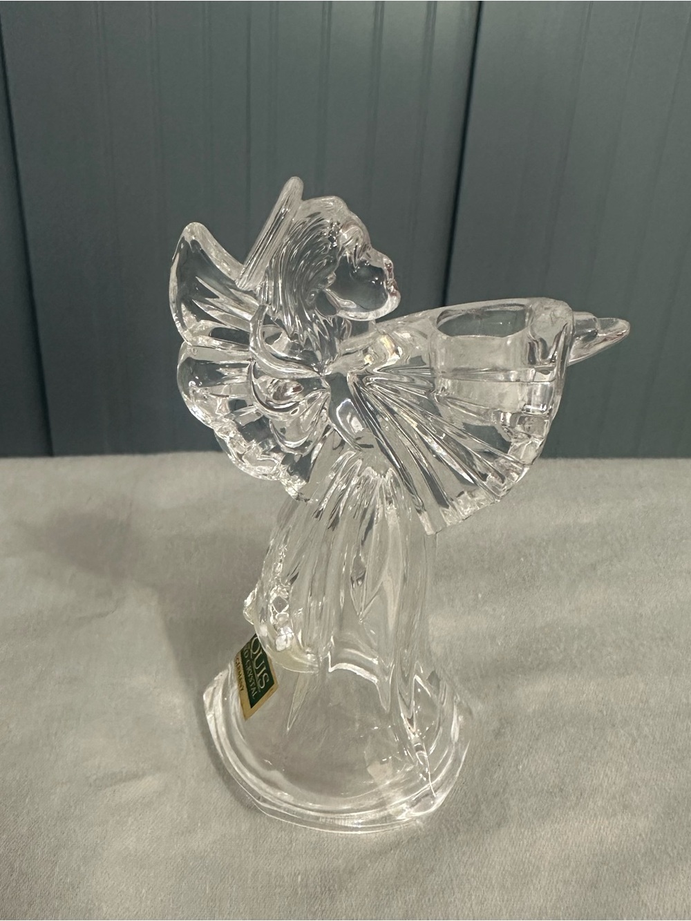 Marquis Waterford German Crystal Angel Taper Candle Holder Trumpet Horn Figurine